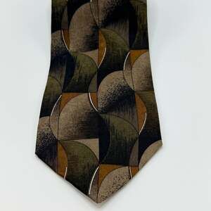 Pierre Balmain Paris Vintage 100% Silk Geometric Abstract Pattern Necktie